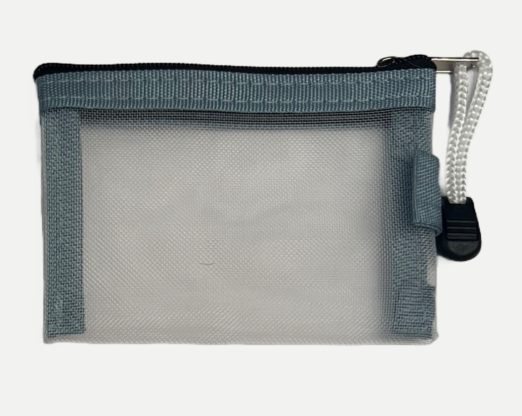 Small Mesh Zippered Pouch Blue