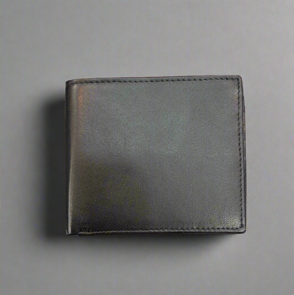 Leather Bifold with Extra Middle Flap Wallet Black