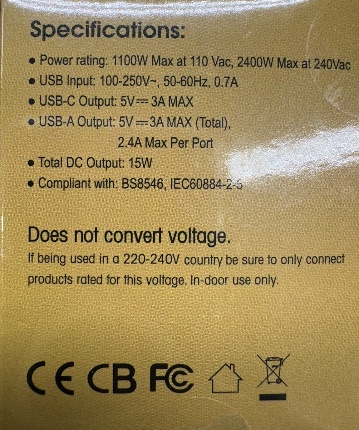 Voltage Valet European Grounded Adapter Plug With 2 USB-A 3 USB-C