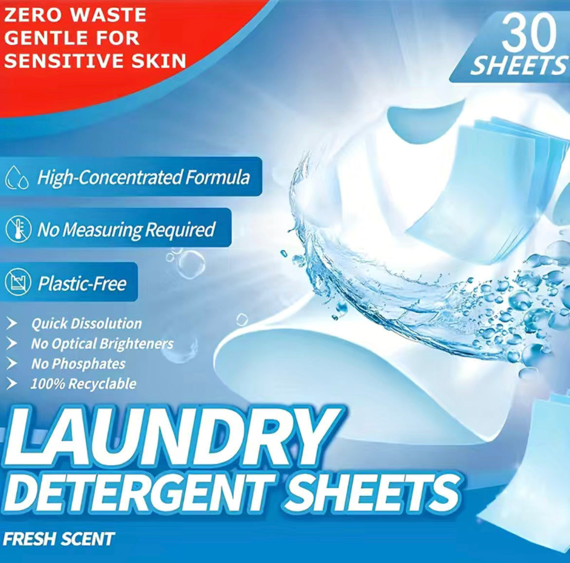 Travel Laundry Detergent Sheets - 30 Sheets