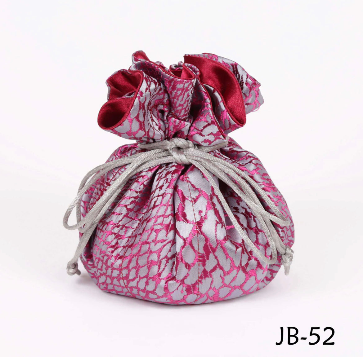 Cathayana Jewelry Pouch Animal Skin- Grey Burgundy