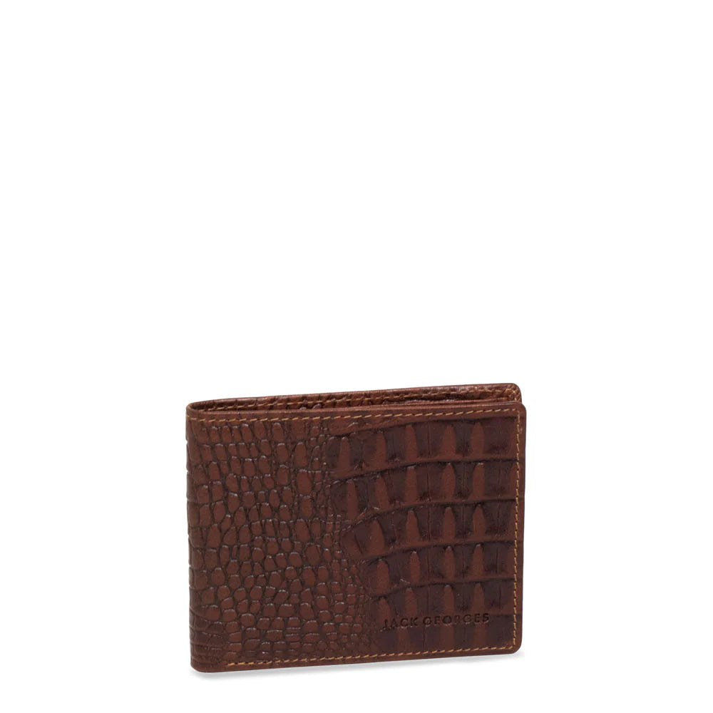 Jack Georges Hornback Croco Bifold Wallet - HB301 Brown