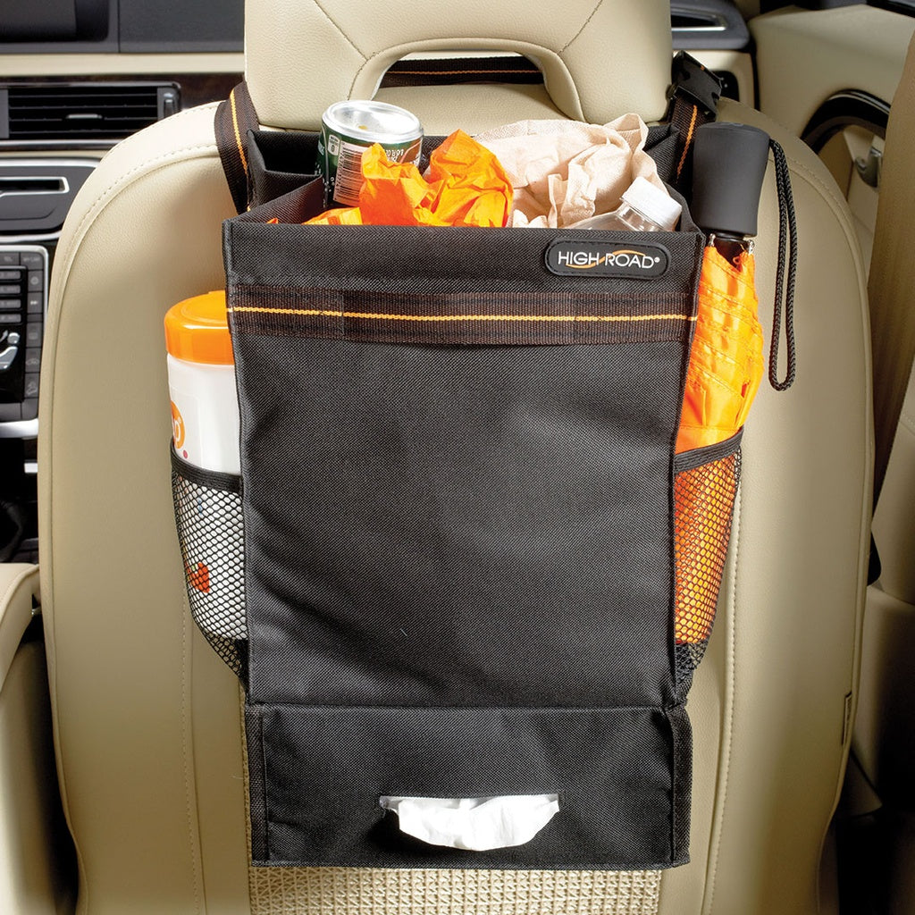 High Road Seatback Vehicle Trash Station Black