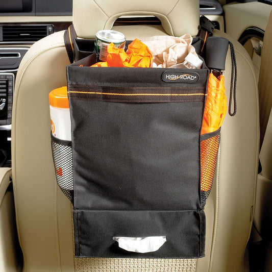 High Road Seatback Vehicle Trash Station Black