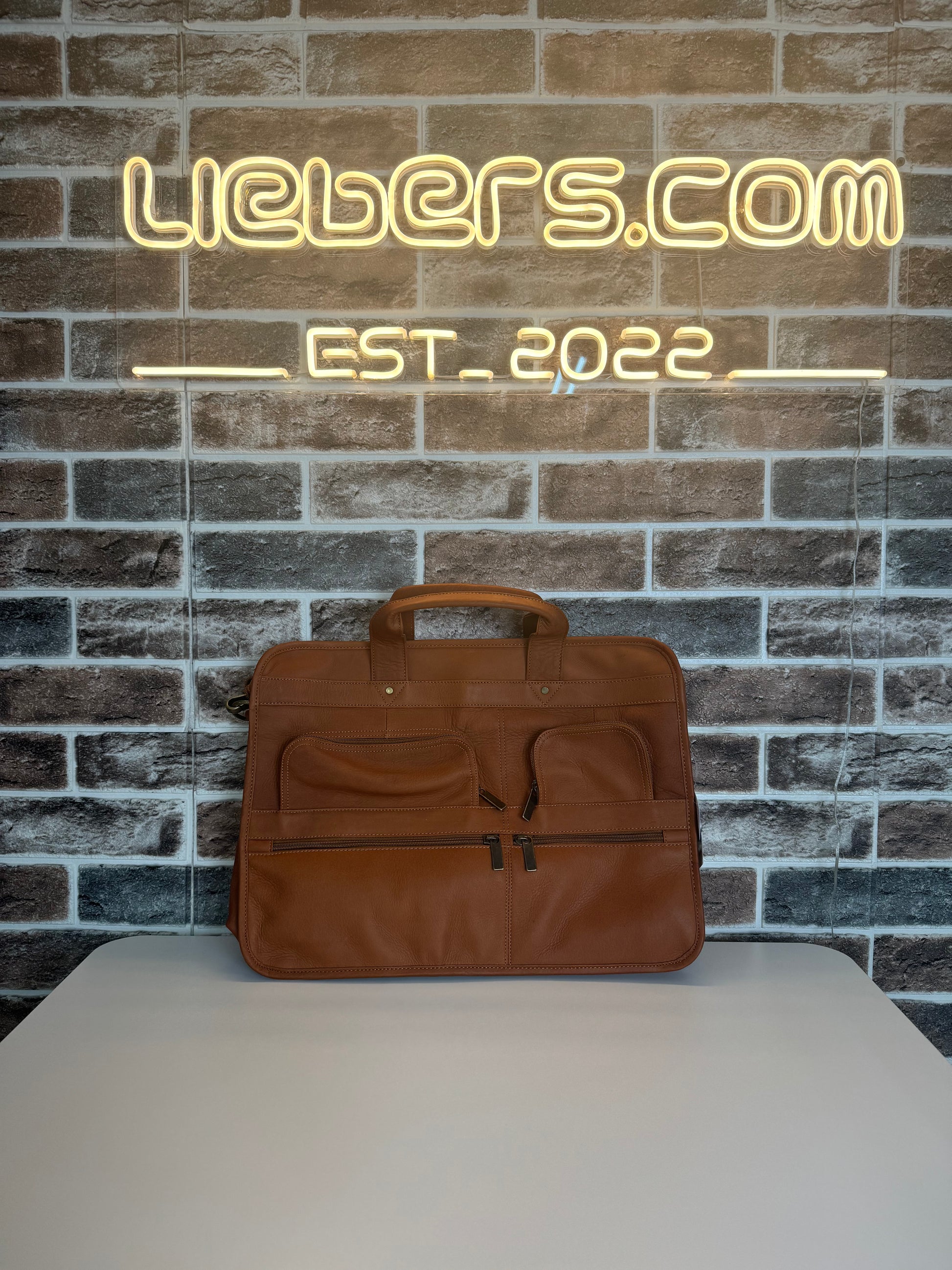 David King & Co. 171 Leather Multi Pocket Zippered Briefcase with Single Gusset