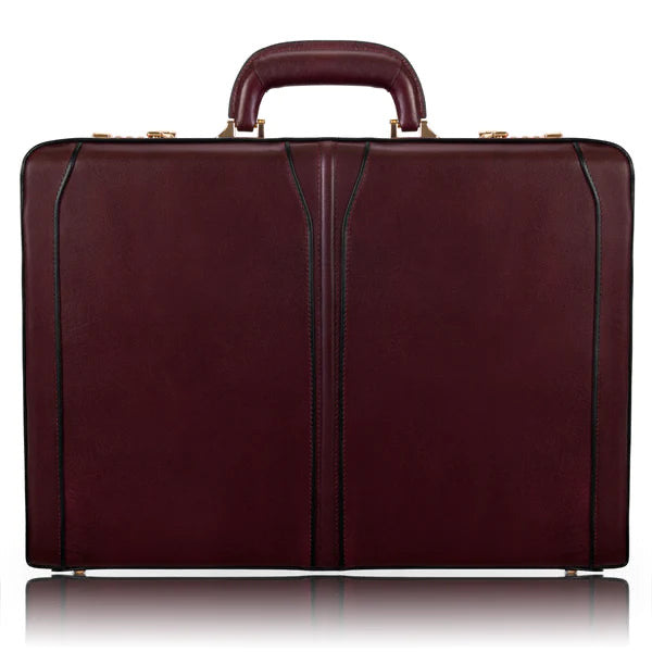 McKlein- LAWSON 3.5” Leather Attaché Briefcase Burgundy