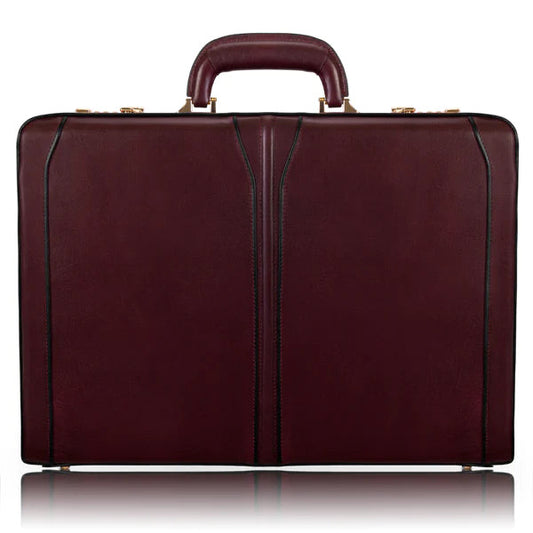 McKlein- LAWSON 3.5” Leather Attaché Briefcase Burgundy
