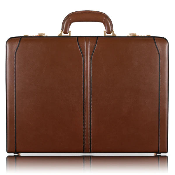 McKlein- LAWSON 3.5” Leather Attaché Briefcase Brown