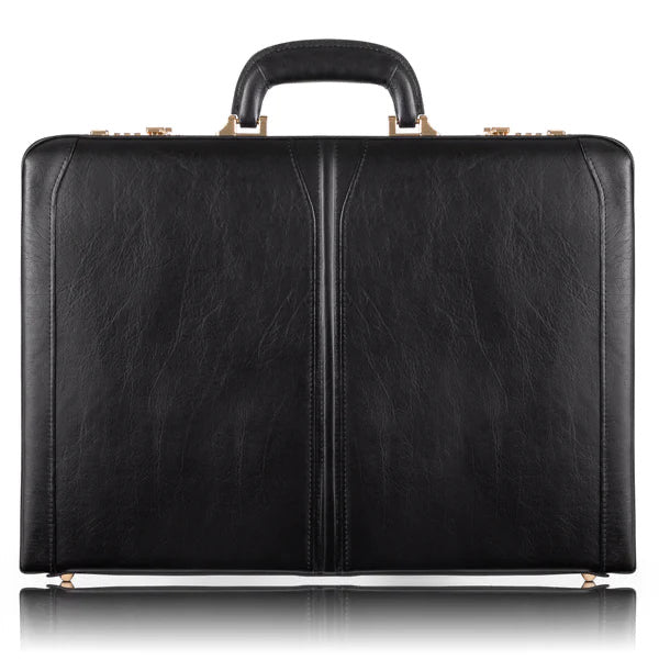 McKlein- LAWSON 3.5” Leather Attaché Briefcase Black