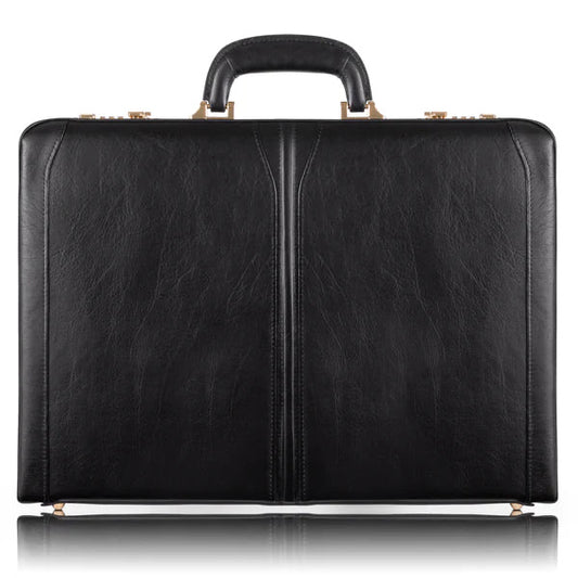 McKlein- LAWSON 3.5” Leather Attaché Briefcase Black