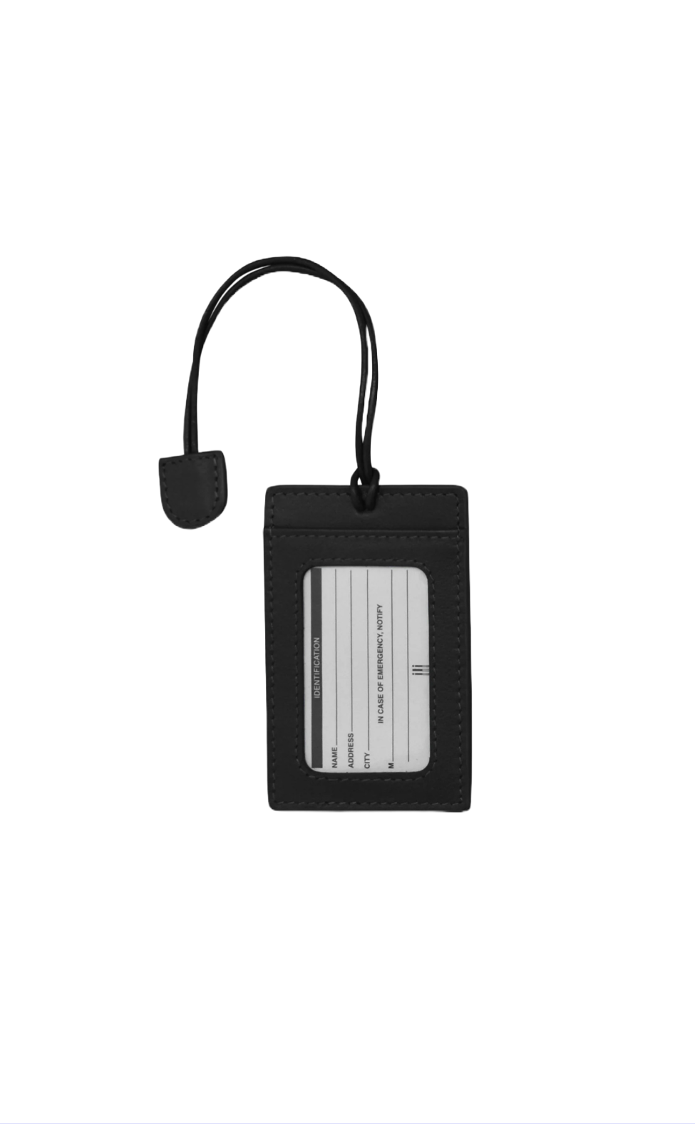 ili New York Slim Leather Luggage Tag Black