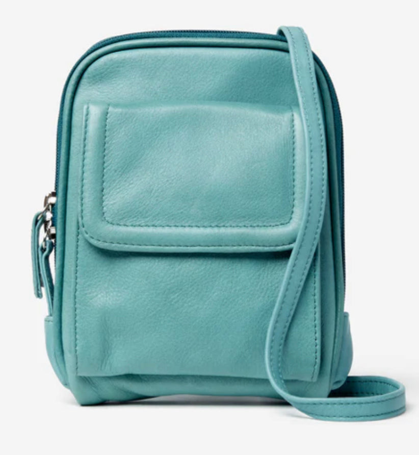 Osgoode Marley Leather RFID Mini Organizer Handbag/Purse- 4601 Teal