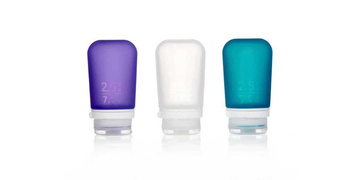 Humangear 2.5 oz GoToob+ 3-Pack Silicone 3-1-1 Toiletry Bottles (MEDIUM)
