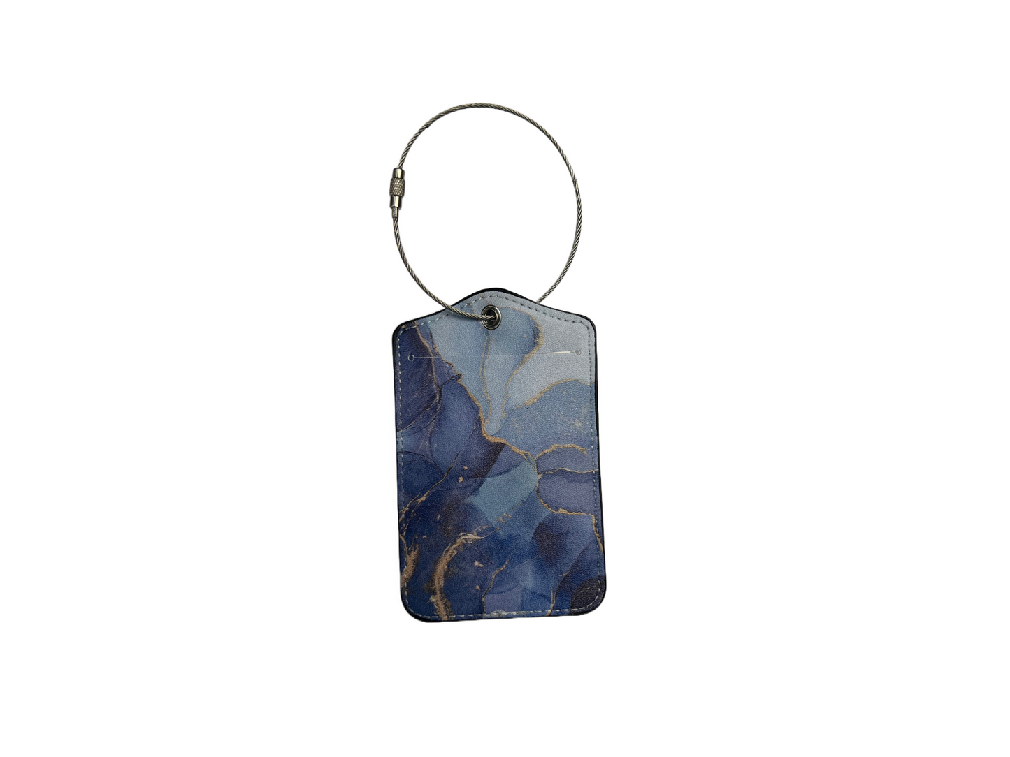 Luggage Tag - Marble Collection Dusty Blue & Gold