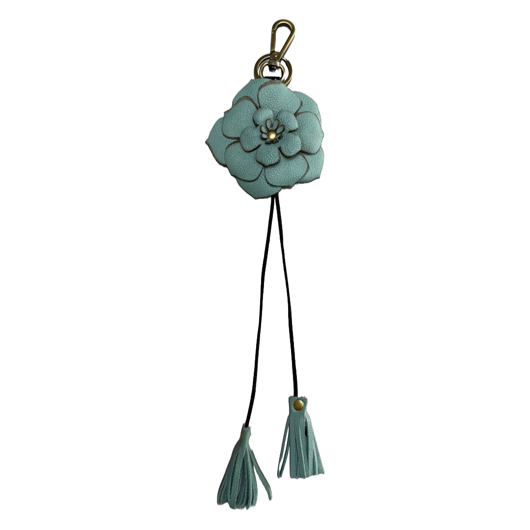 Lieber's Leather- Handmade Leather Bag Charms Turquoise with Tassels
