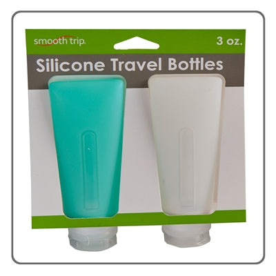Smooth Trip 3 oz Silicone TSA 3-1-1 Compatible Travel Bottles - 2 Pack Teal White