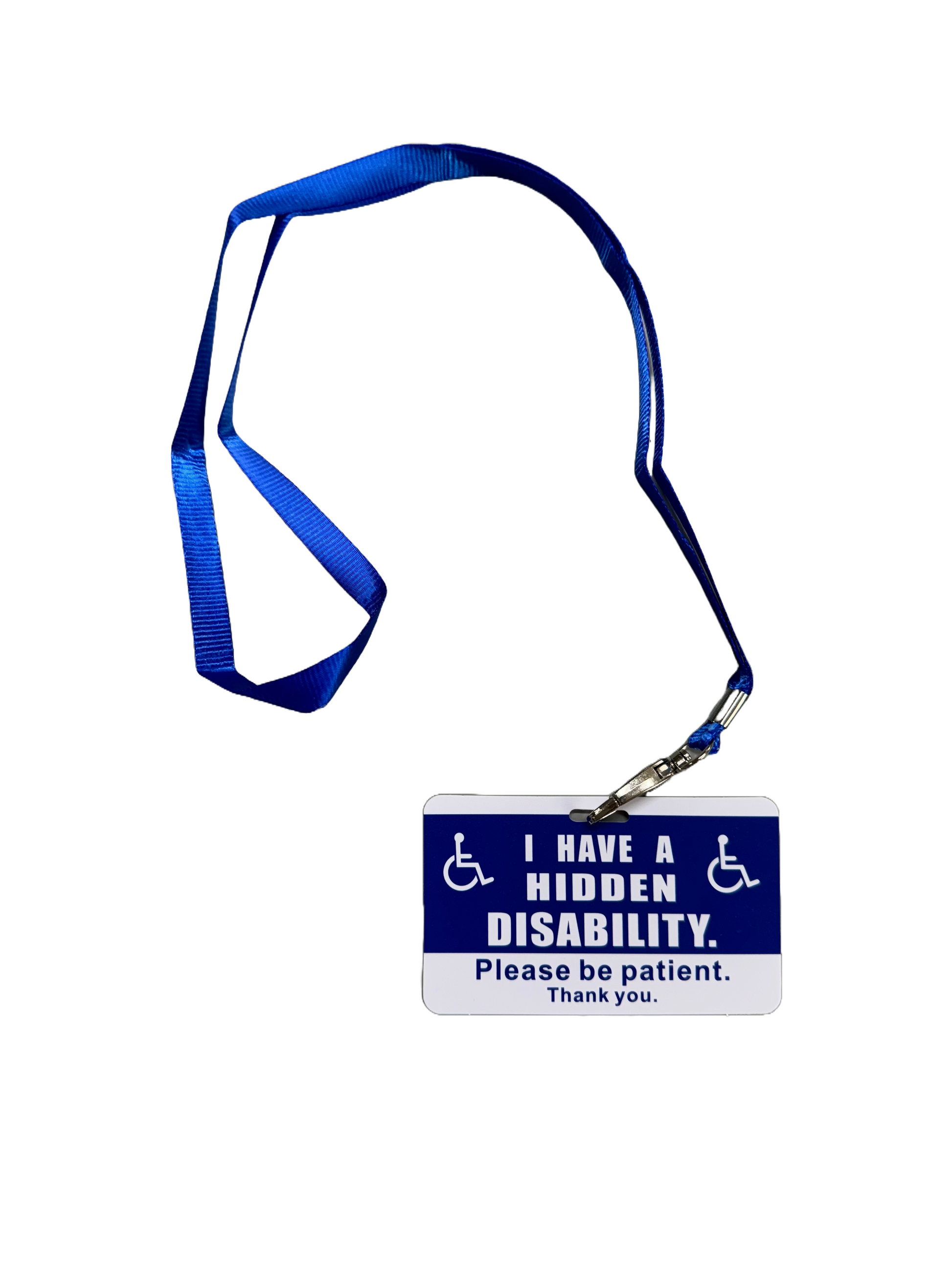 Lanyard Card- "I Have A Hidden Disability. Please Be Patient. Thank You." Blue Horizontal