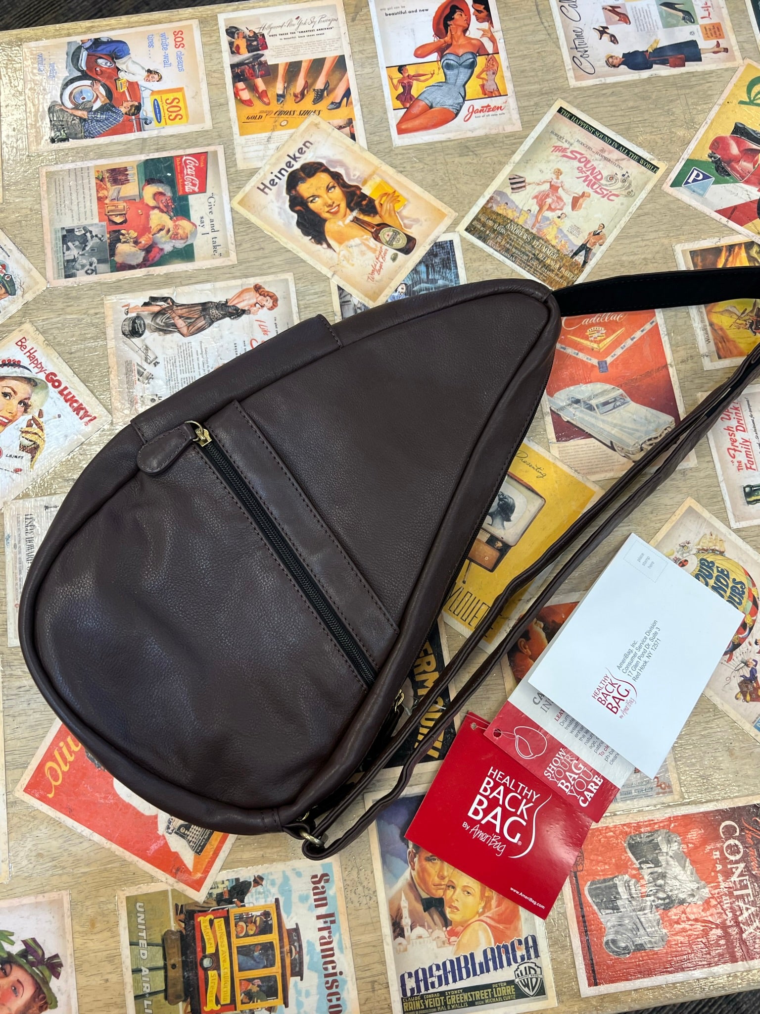 Ameribag 15" Healthy Back Bag Tote- Leather - Extra Small- 5102