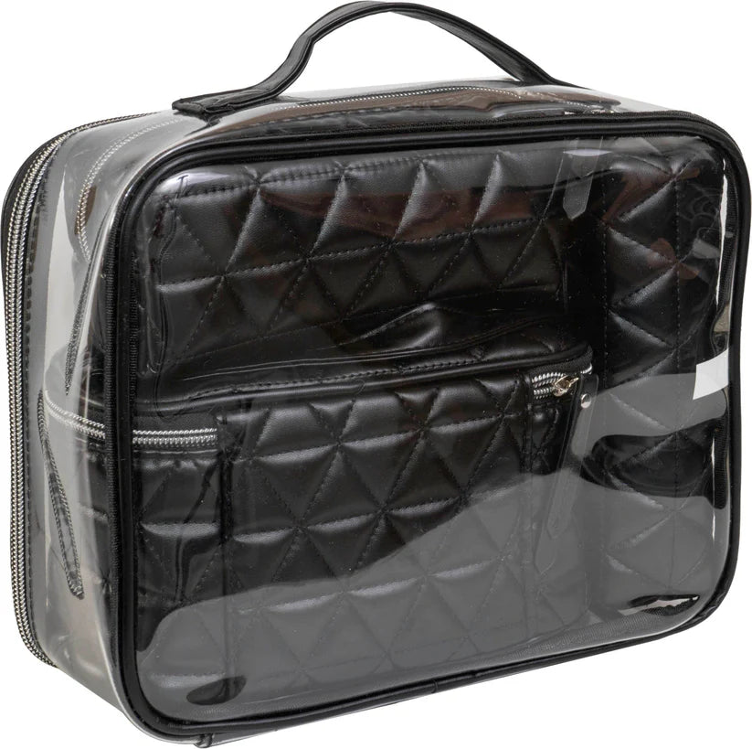 Joan & David Triangle Quilted 4 Piece Clear Cosmetic/Toiletry Bag Set