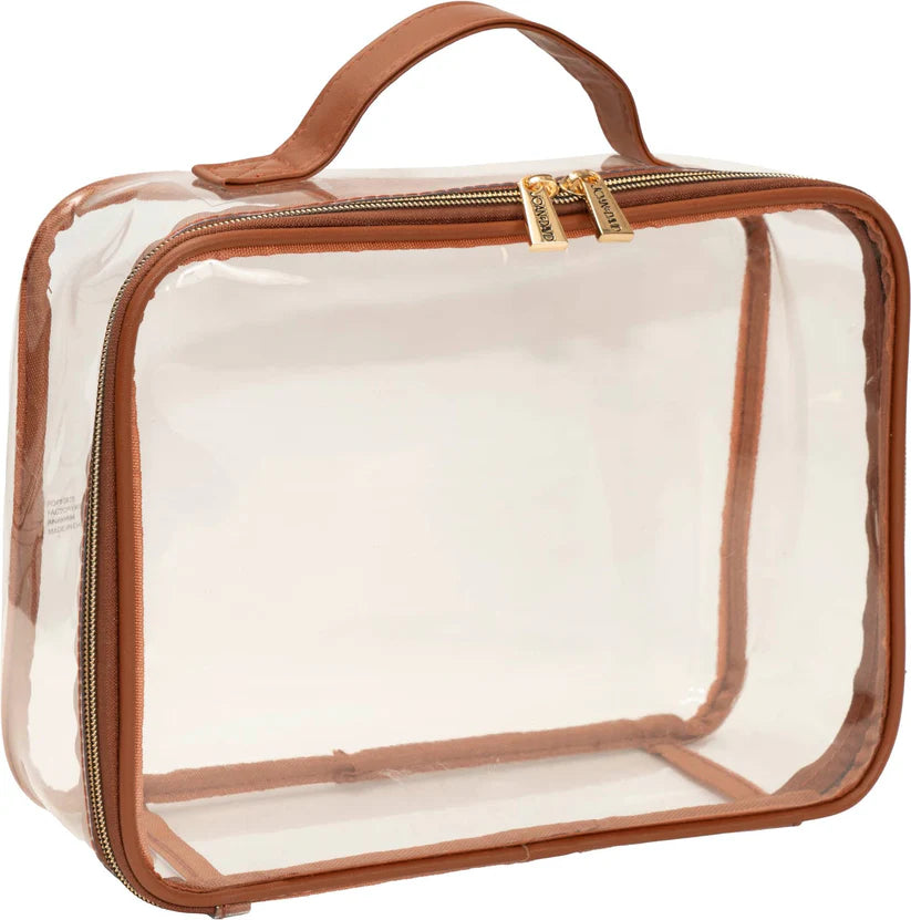 Joan & David Triangle Quilted 4 Piece Clear Cosmetic/Toiletry Bag Set