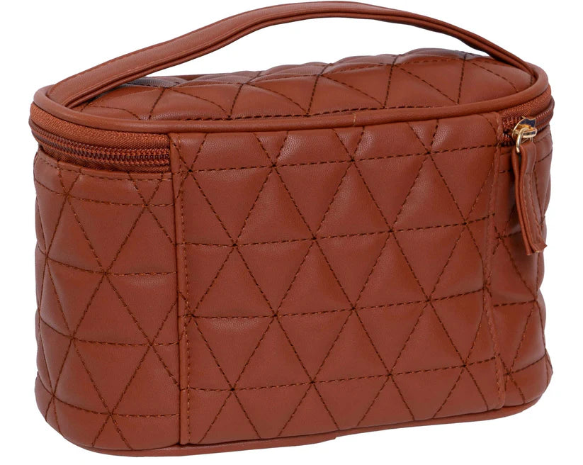 Joan & David Triangle Quilted 4 Piece Clear Cosmetic/Toiletry Bag Set