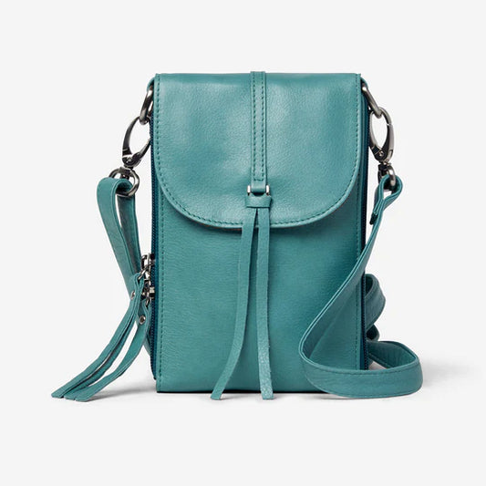 Osgoode Marley Leather RFID Nash Accordion Phone Crossbody Pocket- 4506 Teal