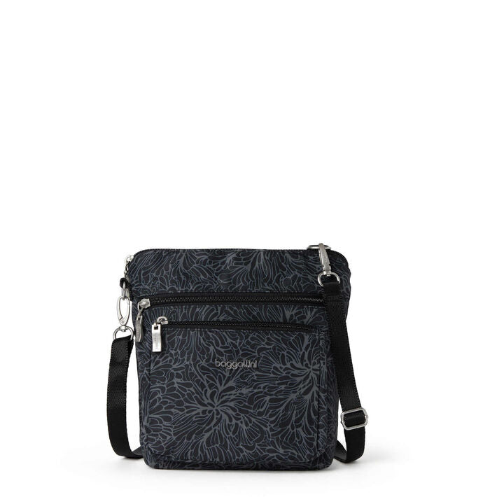 Baggallini Modern Pocket RFID Crossbody Midnight Blossom Print