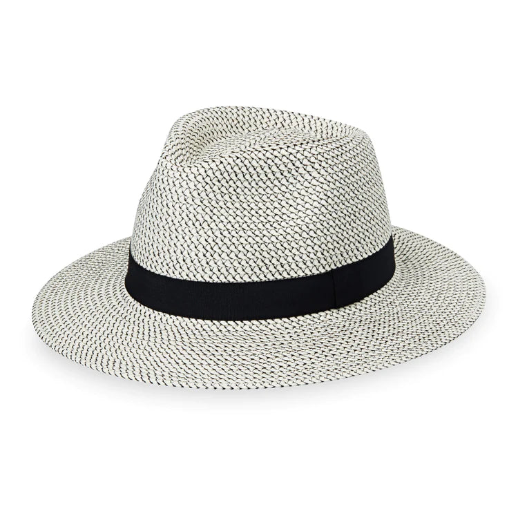 Wallaroo Packable Hat- Petite Charlie UPF 50+ Ivory Black XS S