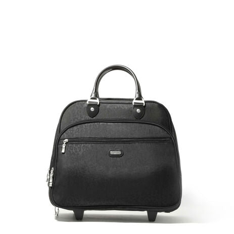 Baggallini 2-Wheeled Softsided Carry-On Underseat Tote Black Cheetah Emboss
