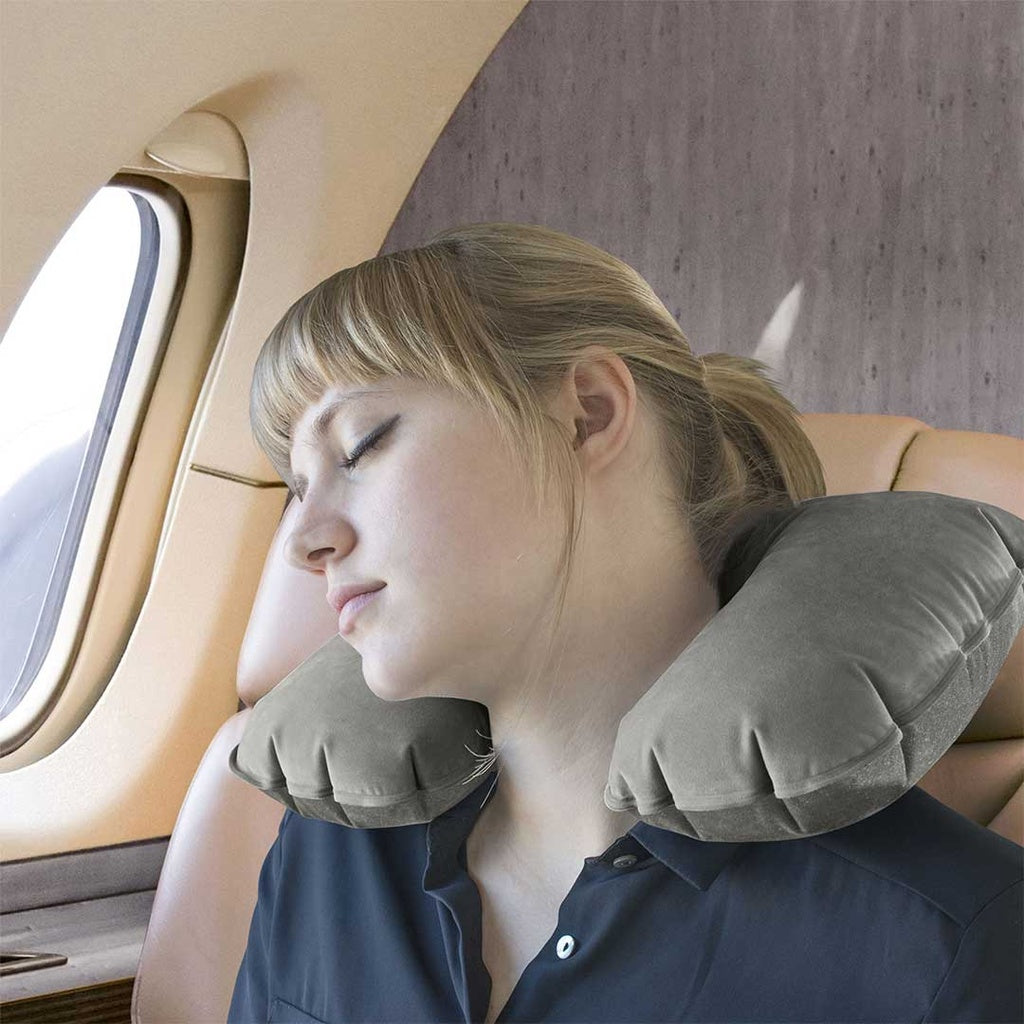Smooth Trip Inflatable Travel Pillow Gray