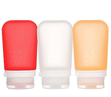 Humangear 2.5 oz GoToob+ 3-Pack Silicone 3-1-1 Toiletry Bottles (MEDIUM)