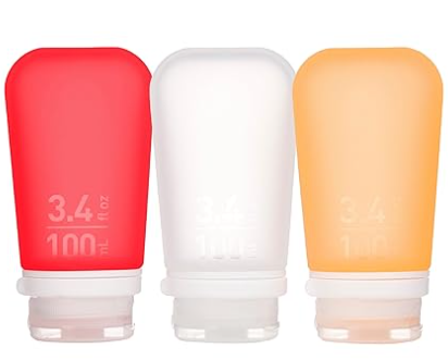 Humangear - 3.4 oz GoToob+ 3-Pack Silicone 3-1-1 Toiletry Bottles (LARGE) - Assorted Colors