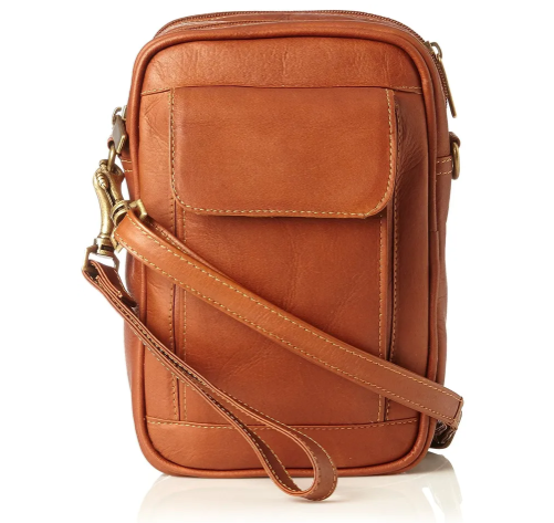 David King & Co. 459 Leather Cross Body Bag with Organizer Tan