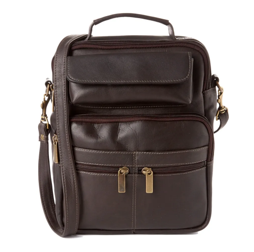 David King & Co. 454 Leather Large Cross Body Bag With Top Handle- $140 Cafe