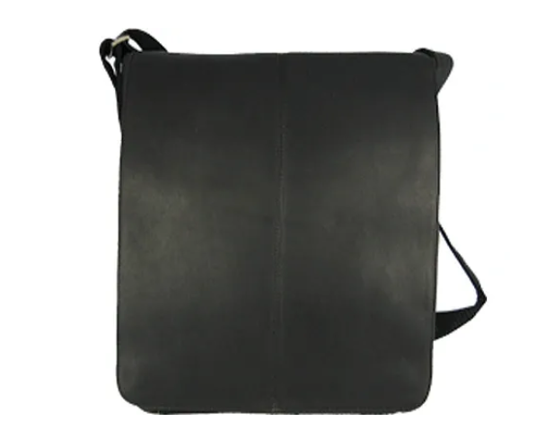 David King & Co. 145 Leather Small Vertical Messenger Bag- $120 Black