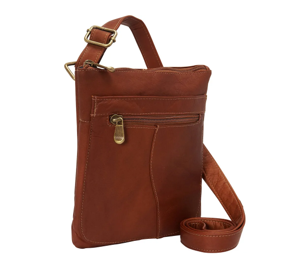 David King & Co. 598 Leather Slender Shoulder Bag Tan