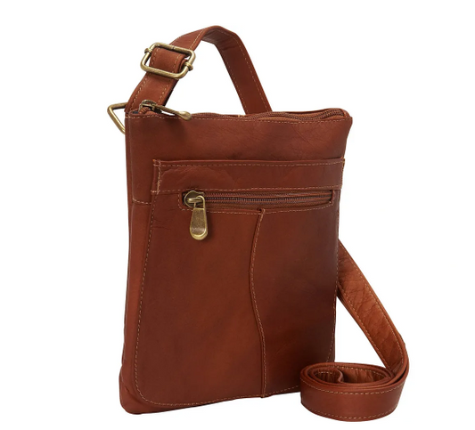 David King & Co. 598 Leather Slender Shoulder Bag Tan