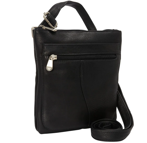 David King & Co. 598 Leather Slender Shoulder Bag Black