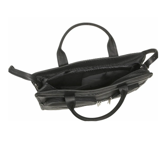 David King & Co. 171 Leather Multi Pocket Zippered Briefcase with Single Gusset