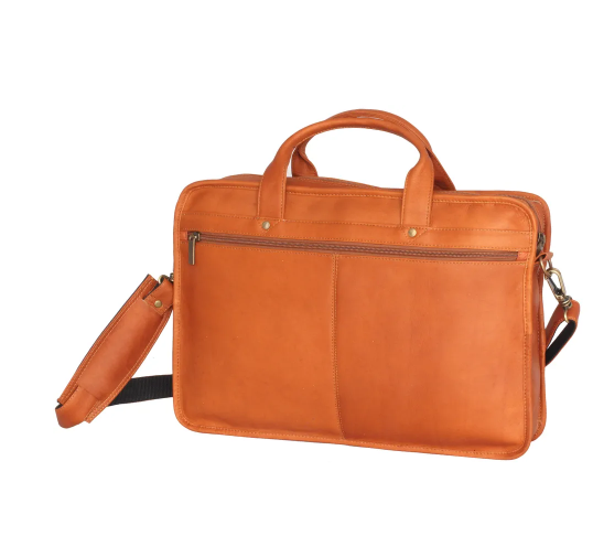 David King & Co. 171 Leather Multi Pocket Zippered Briefcase with Single Gusset