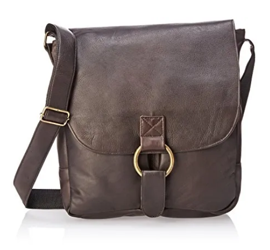 David King & Co. 187 Leather Vertical Laptop Messenger Bag With Large Ring Cafe