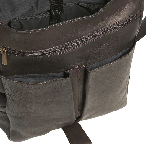 David King & Co. 187 Leather Vertical Laptop Messenger Bag With Large Ring