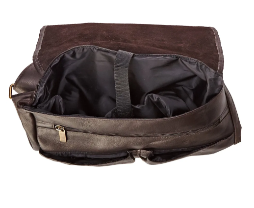 David King & Co. 187 Leather Vertical Laptop Messenger Bag With Large Ring