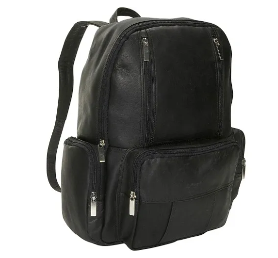 David King & Co. 332 Leather Laptop Backpack Black