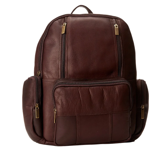 David King & Co. 332 Leather Laptop Backpack Cafe