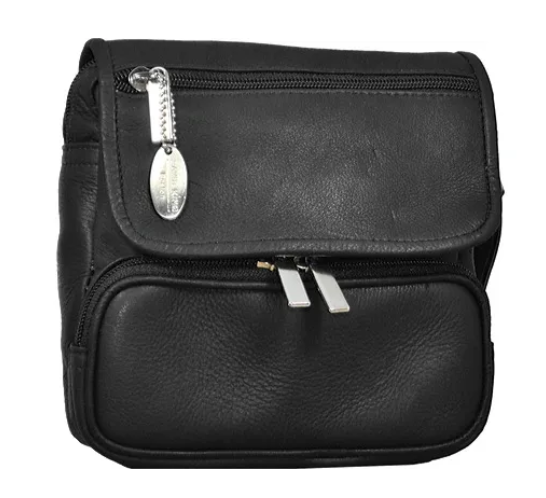 David King & Co. 409 Leather Large Double Pocket Waist Pack- $45 Black