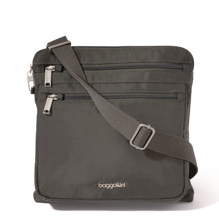 Baggallini Securtex RFID Large Anti-Theft Crossbody Charcoal