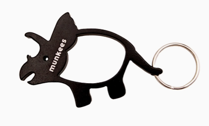 Dinosaur Bottle Opener Keychain- Triceratops Black