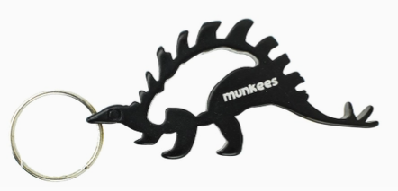 Dinosaur Bottle Opener Keychain- Stegosaurus Black