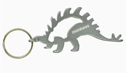 Dinosaur Bottle Opener Keychain- Stegosaurus Gray